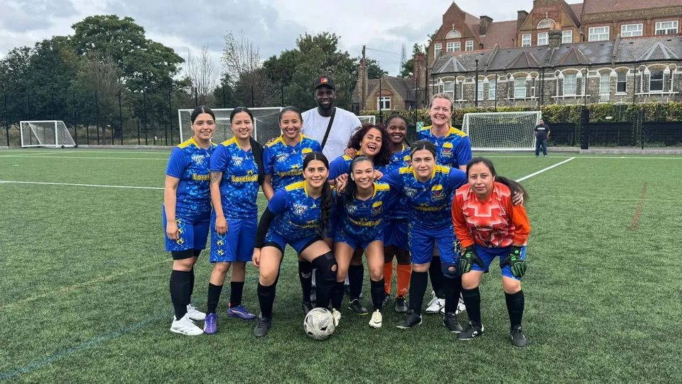 Women's football team on the pitch